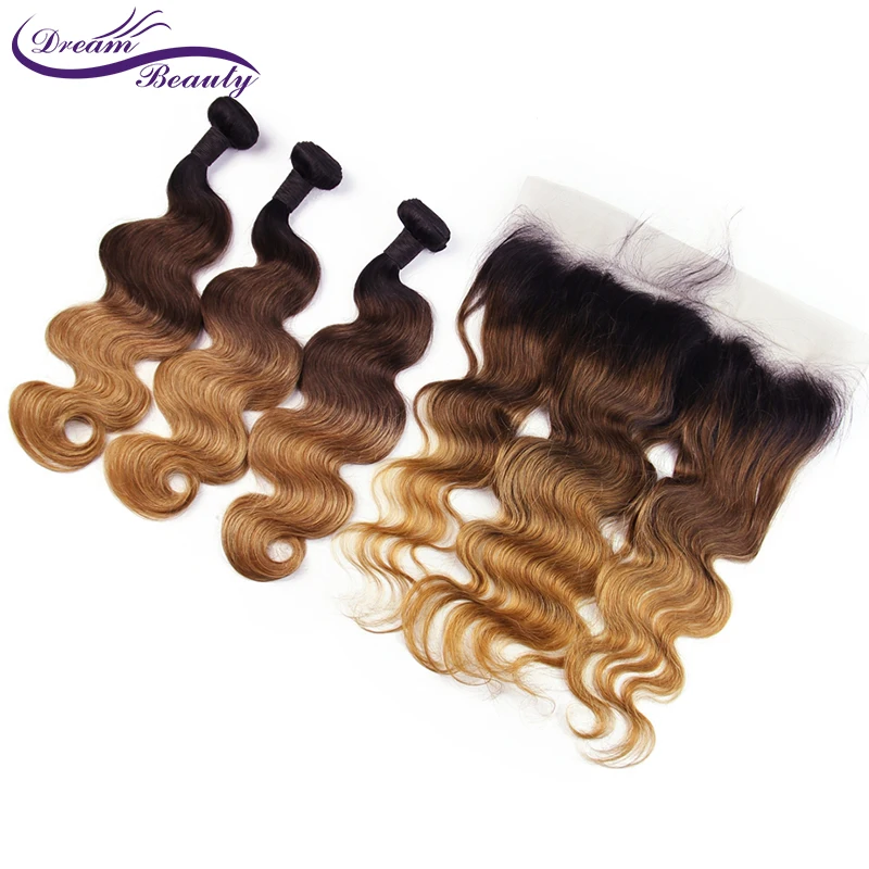 Brazilian Hair Ombre Bundles with Frontal Body Wave Remy Human Hair 1B/4/27 Ombre Bundles with Lace Frontal Closure Dream Beauty Brazilian Hair Ombre Bundles with Frontal Body Wave Remy Human Hair 1B/4/27 Ombre Bundles with Lace Frontal Closure Dream Beauty