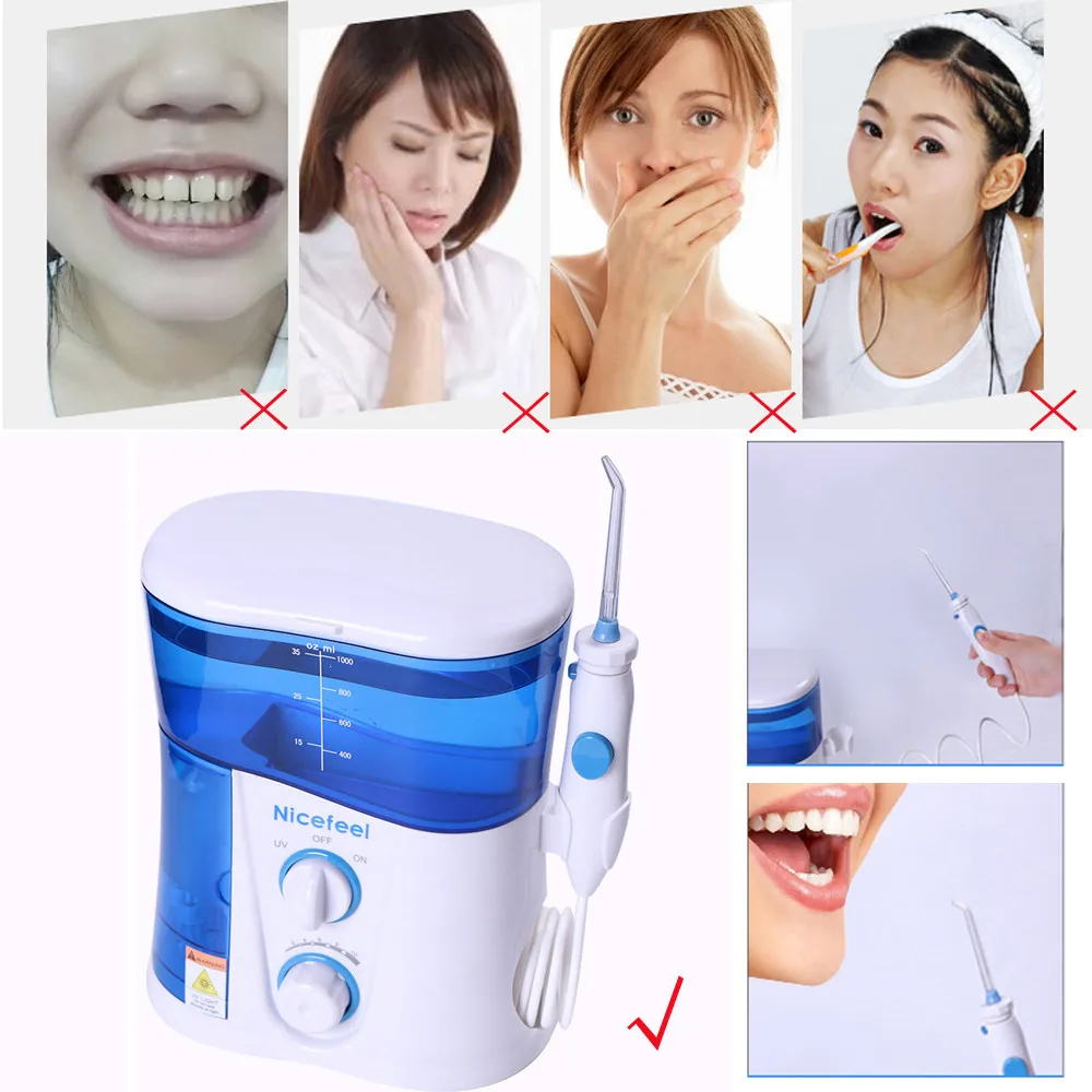 

New Develop 1000ML Water Flosser Dental Oral Irrigator Dental Spa Unit Professional Floss Oral Irrigator 7Pcs Set Tip Water Tank