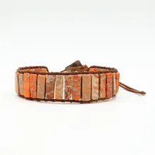 Один слой ручной работы кожа тканые натуральный камень браслет женская богемный стиль браслет beach resort