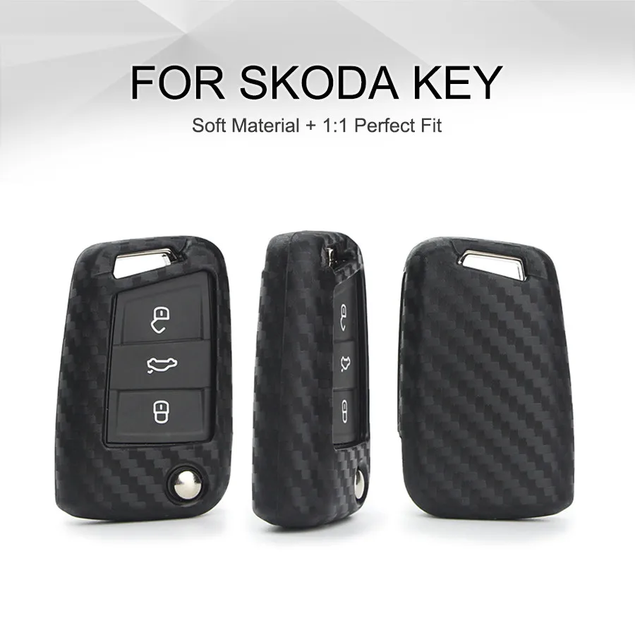 Чехол для автомобильного ключа KUKAKEY чехол Skoda Octavia Combi A4 A5 A7 из углеродного волокна