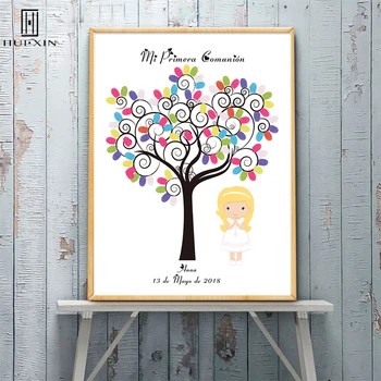 

Funny Custom Name Date My First Holy Communion DIY Fingerprint Guest Sign Book, Birthday Gift for Girls and Boys Baby Ablution