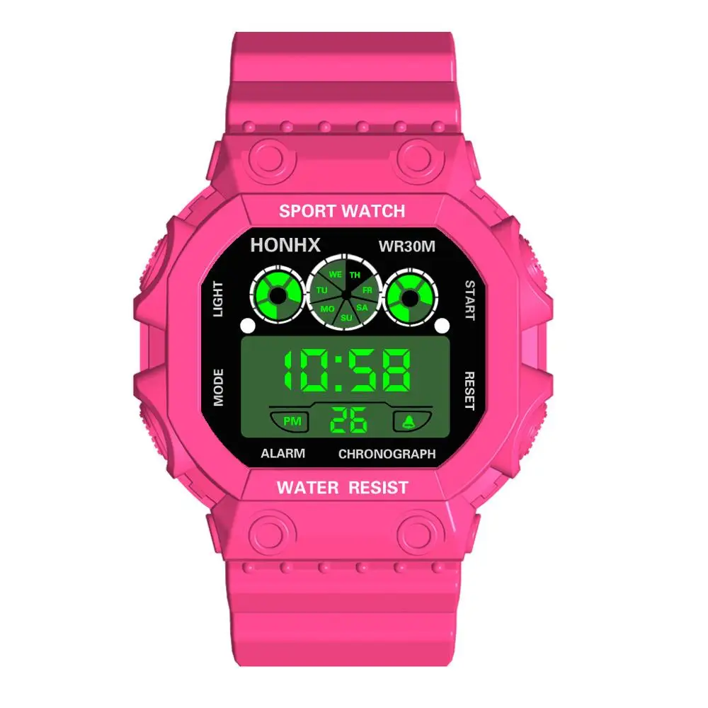 Роскошные, с тремя глазами, аналоговые, цифровые, спортивные, светодиодный, водонепроницаемые, светящиеся, наручные часы для женщин, девочек, мальчиков, Akilli Saat, спортивные часы* A - Цвет: Hot Pink