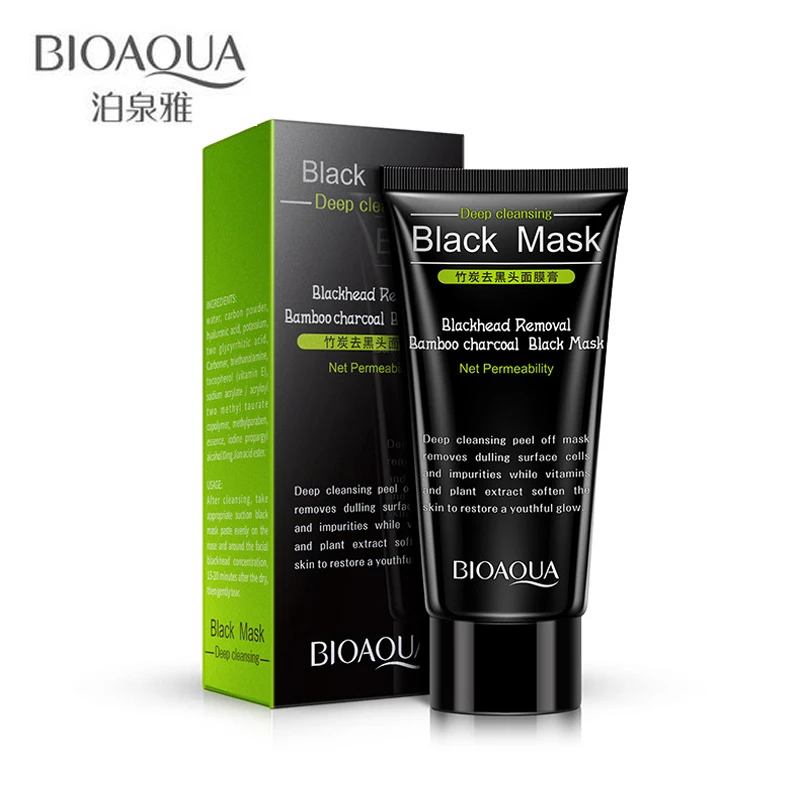 

BIOAQUA Bamboo Charcoal Oil-control Black Mask Blackhead Removal Deep Cleansing Peel Off Nose Mask Shrink Pores Acne Treatment