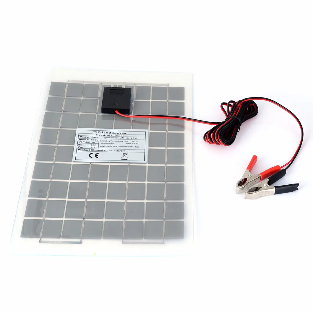10W 12v Polycrystalline Energy Solar Panel Battery Module + Alligator Clips For Solar Water Pumps Electric Fans Lights Mayitr
