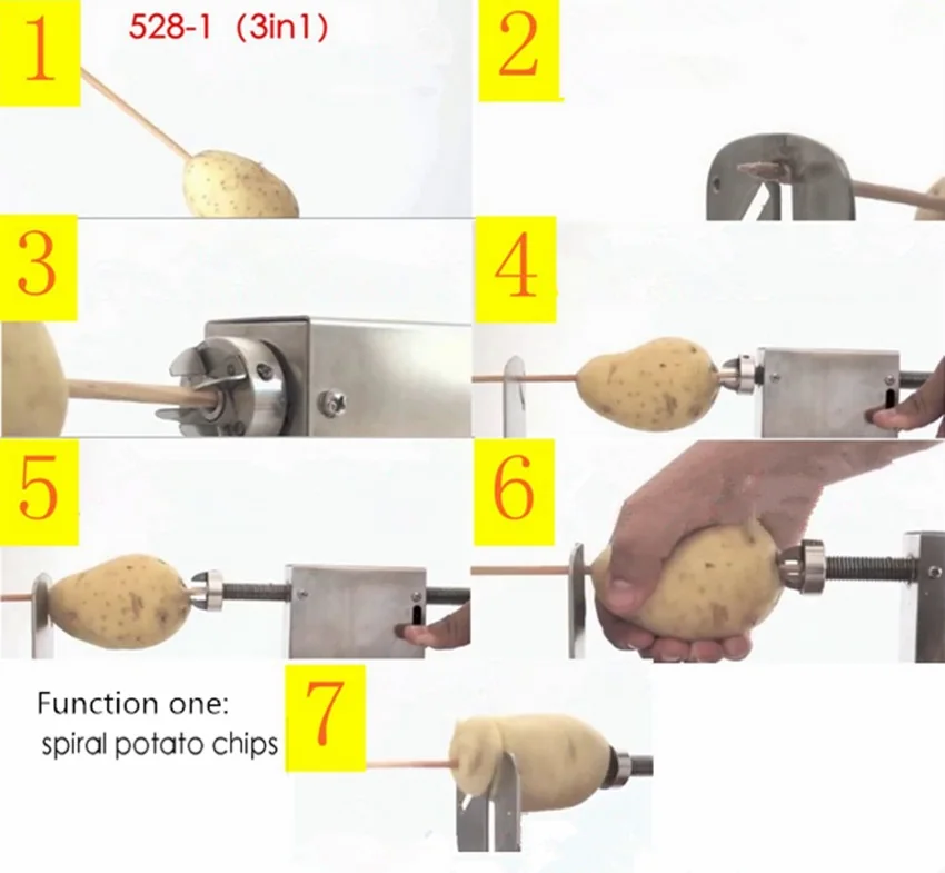Ручной для производства спираль для картофеля завитой картофель фри твист хот спиральный резак для хот-догов слайсер