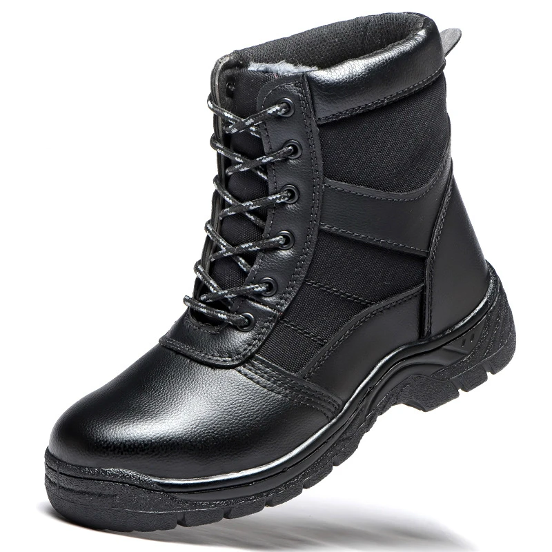 

mens big size warm plush steel toe cap work safety shoes anti-pierce platform worker cotton shoe winter snow security fur boots