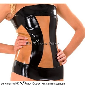 

Transparent Sexy Latex Top With Back Trims And Zipper At Back Rubber Shirt Corp Top YF-0161