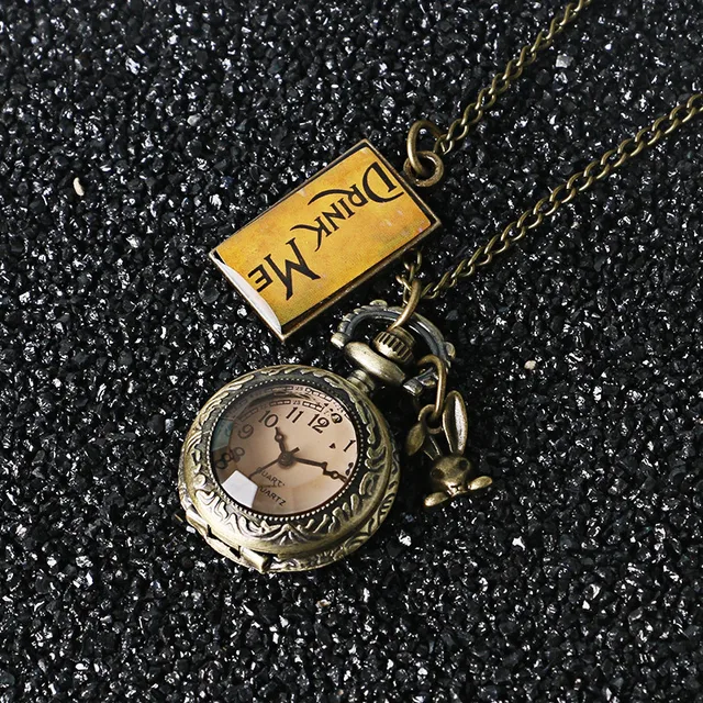 Cute Alice in Wonderland Mini Pocket Watch Drink Me&Mr. Rabbit Tags Crystal Cove Cute Alice in Wonderland Mini Pocket Watch Drink Me&Mr. Rabbit Tags Crystal Cove