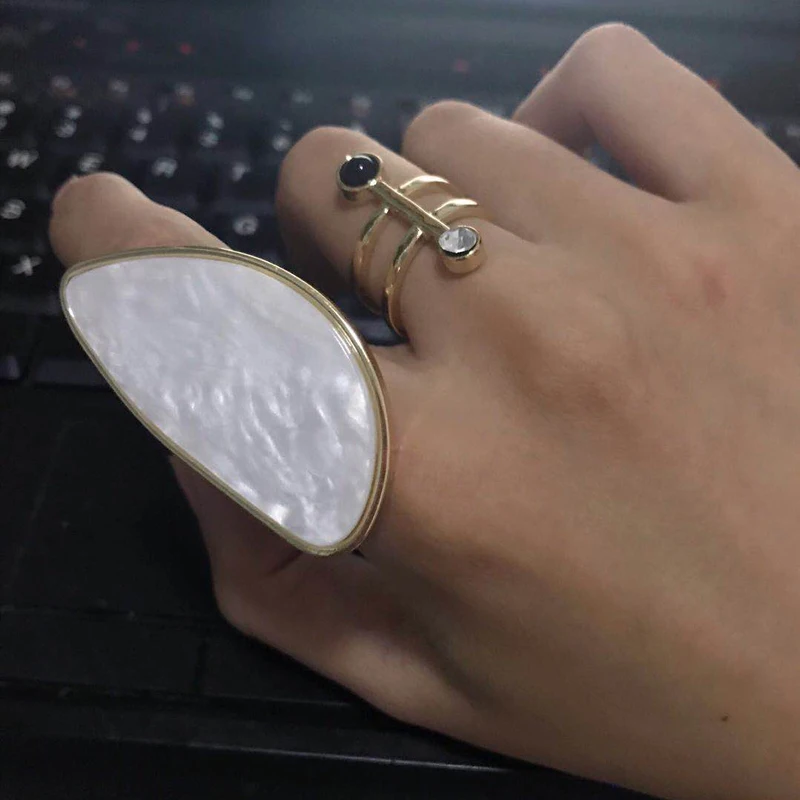 

Cos Store Personality Cool GEO Rings For Girls 2019 Chic Irregular Shape Resizable Finger Ring Femme Bague Jewlery
