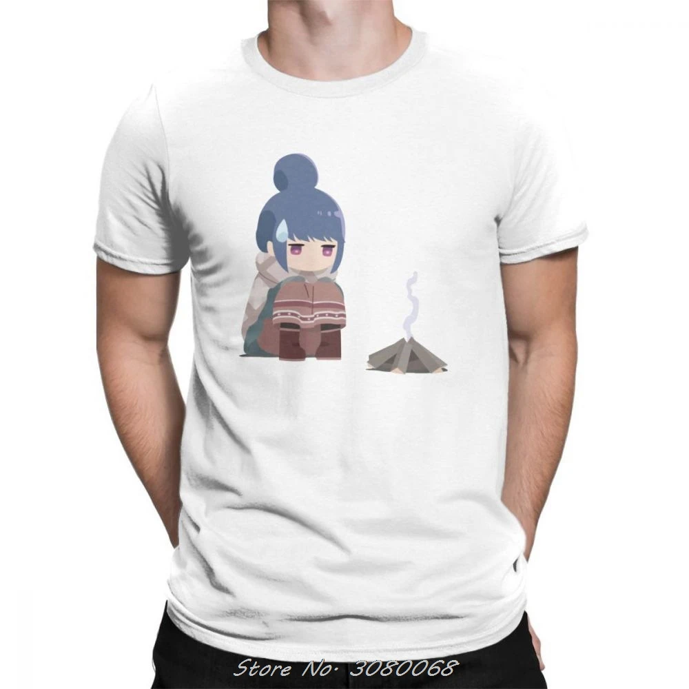 Yuru Camp Campfire Rin, футболки с короткими рукавами, мужские хлопковые футболки с круглым вырезом, летние повседневные футболки, уличная одежда