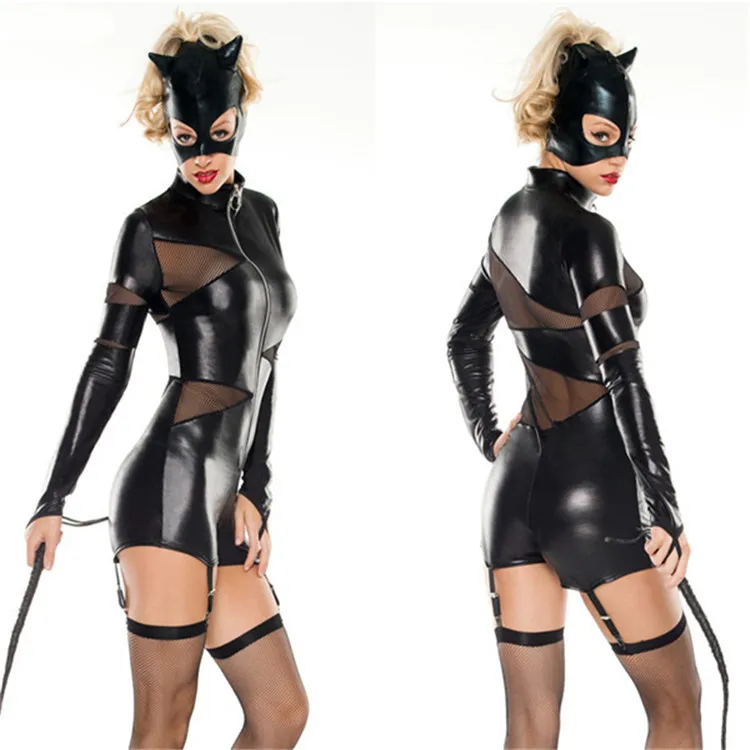 

Sexy Lingerie Latex Hot patchwork Lace Transparent Wet Look Lingerie Sexy PU Mysterious Mask Pole Dance Clothes Night Clubwear