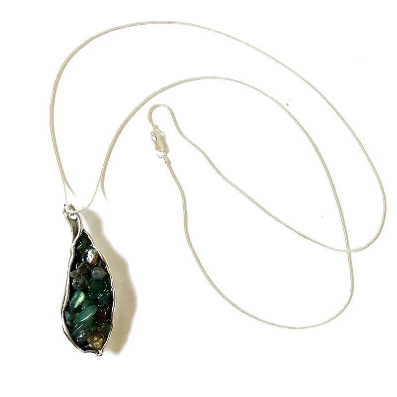 Новая мода натуральный камень Смешанная цветная змеиная цепь кулон ожерелье