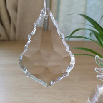 

63mm 50 units Clear Crystal Maple Leaf Parts Hanging Crystal Prisms Chandelier Pendant Suncatchers