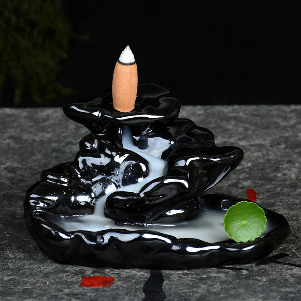 

Creative Tower Home Ceramic Smoke Backflow Incense Burner Holder + 10 Cones