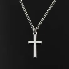 Colar clássico antigo, pingente cruz dupla face, pingente prateado antigo para meninas, corrente curta para mulheres