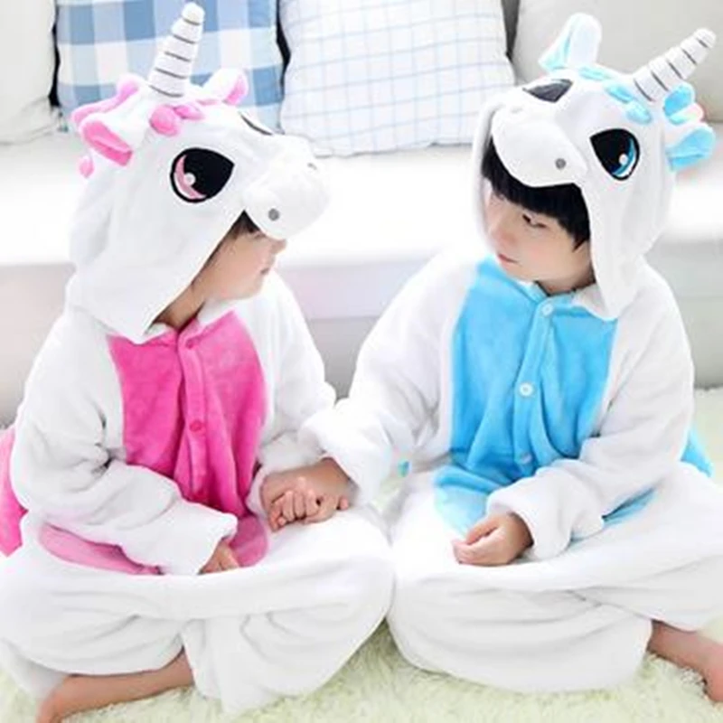 

1 Pc Unicorn Animal Siamese Pajamas Suit Children Home Furnishing Coral Thickening Toilet Version Suit 100-140cm