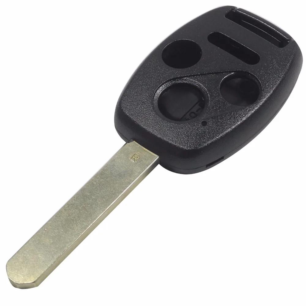 

jingyuqin 3 BTN+Panic Remote Key Shell for Honda Accord CRV Civic Pilot Insight Ridgeline Fit 4 Buttons FOB Cut/Uncut Blade
