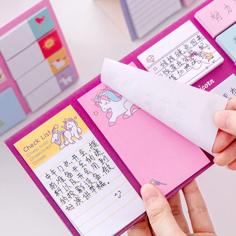 

1pc Cute Kawaii Cartoon Unicorn Memo Pad N Times Sticky Note Paper Stationery Rainbow Planner Stickers Notepads School Office