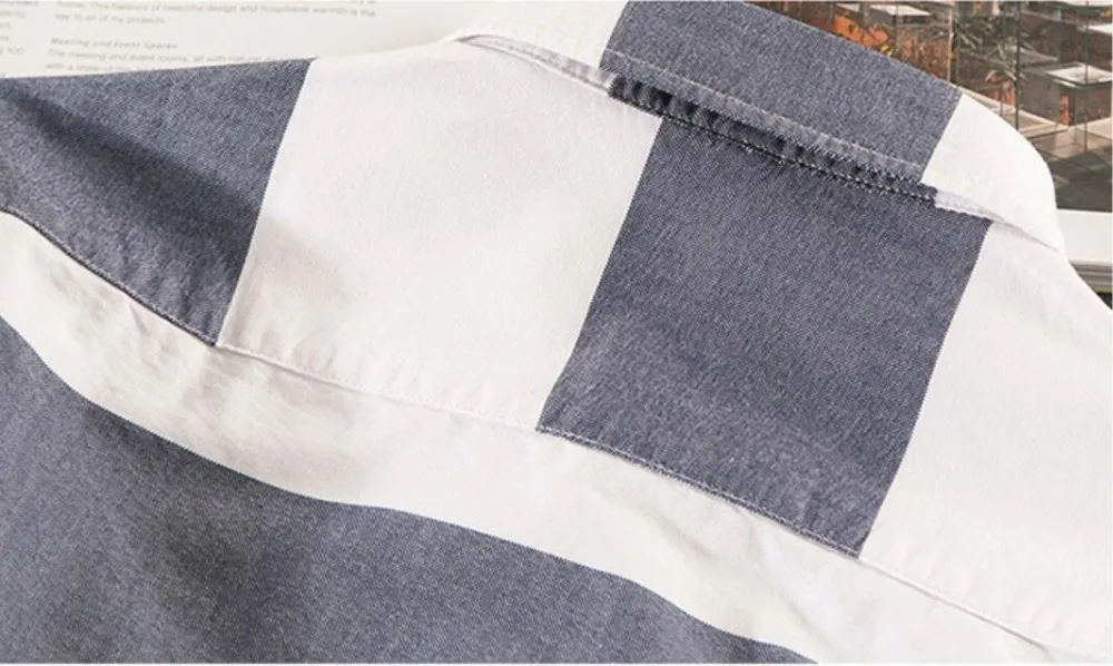 M-4XL хлопок Оксфорд Slim Fit повседневные рубашки рубашка в полоску с длинными рукавами вышивка гармоники для мужчин платье рубашки chemise homme