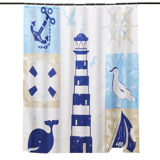 Nautical Theme Waterproof Bathroom Shower Curtain Sheer Panel Nautical Theme Waterproof Bathroom Shower Curtain Sheer Panel Mildewproof Bath Curtains With 12 Hooks Home Decor