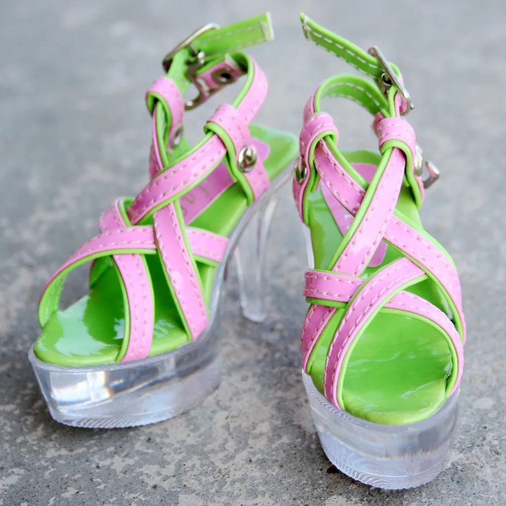 [Wamami] 52 # розовый и зеленый 1/3 SD BJD Dollfie высокий каблук Синтетическая кожа Shoes 7.5cm|bjd