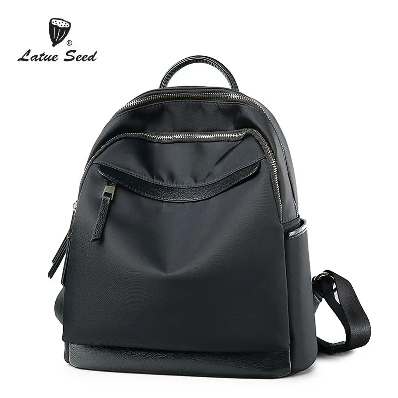

Latue Seed Oxford Cloth Brands Backpack 2018 New Wild Version Trend Large Capacity Shoulders Backpack Solid Black Bag 904-557D-B