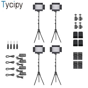 

Tycipy 4Pcs Camera LED Video Light Studio Bi-color Adjustable Photography Lighting for Canon Youtube Sony with Hot Shoe Stand