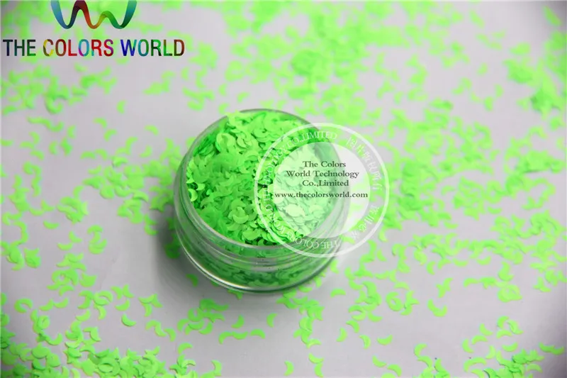 Resistentes a Solventes Forma da Lua Brilho para Unha Polonês e Decoração Mn-b Verde Neon Faça Você Mesmo 1 Pack = 50g Cor