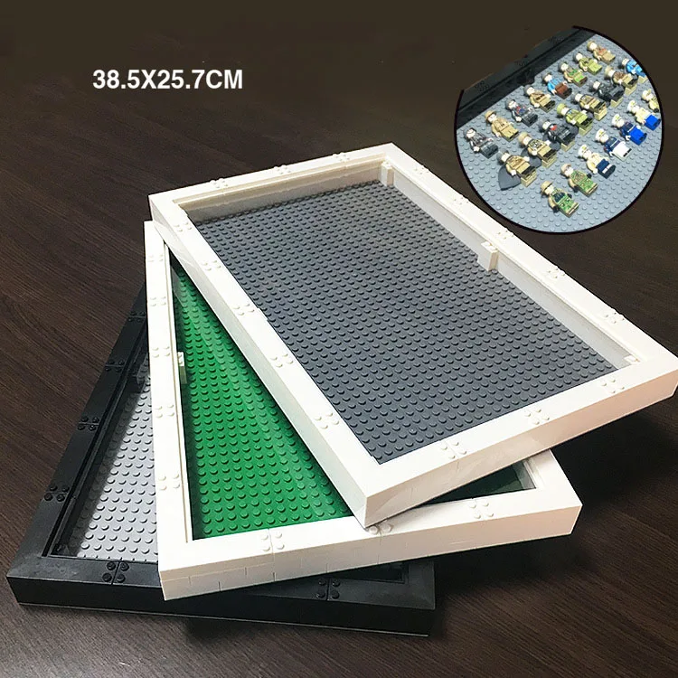 

Bricks Base Plates display box assembling toy storage box dustproof DIY Creative Photo Frame Building Blocks compatible