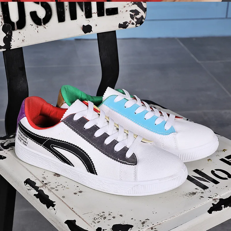 JINBEILEE  2019 New Men's Casual Skate Shoes Fashion Color Matching Sports Shoes Men's Trend Breathable Canvas Shoes