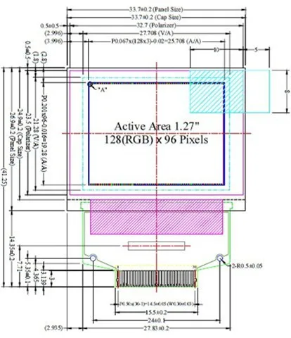 NoEnName_Null 1,27 дюймов 30PIN полноцветный OLED экран SSD1351 диск IC 128*96 SPI интерфейс