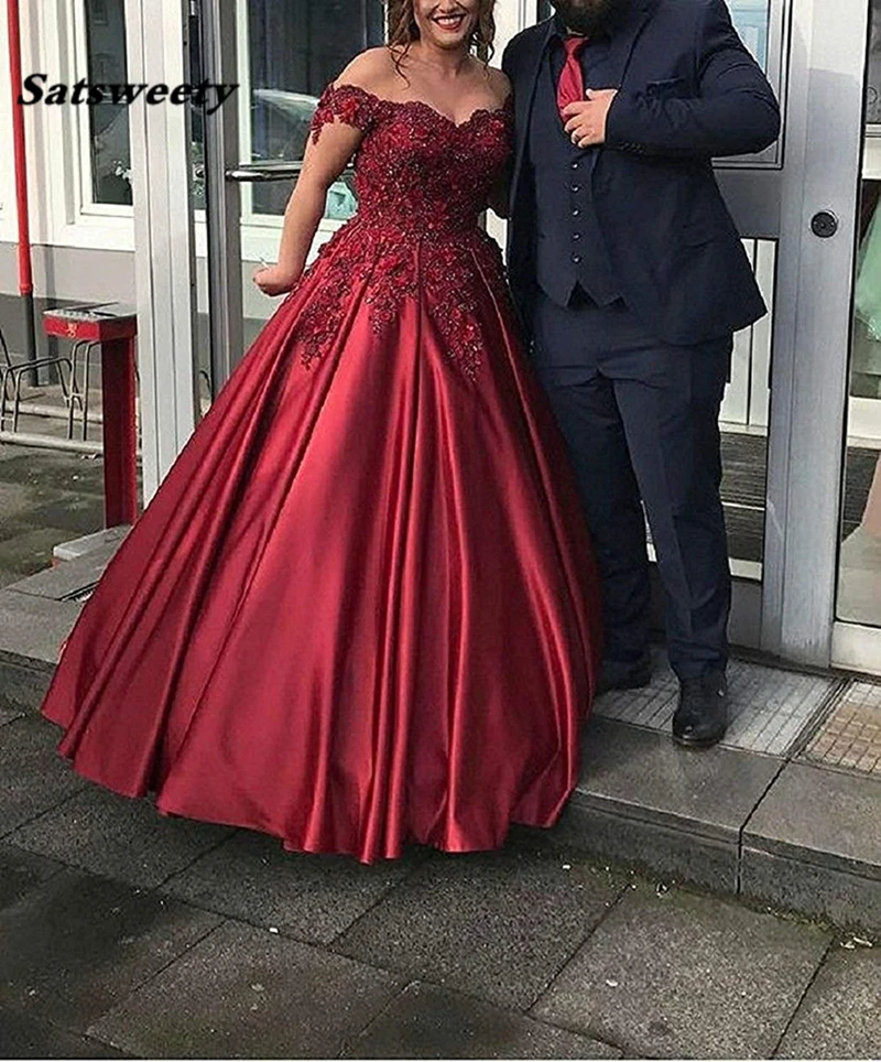 Satsweety Vestidos de Graduacion бальное платье с открытыми плечами платья для выпускного вечера бисер кружево Аппликация robe de bal longue