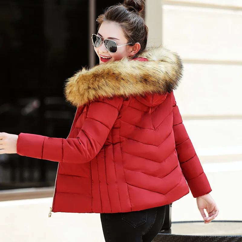 Top Fashion Limited Full Slim Cotton Jacket Heavy Hair Female Cotton-padded Coat Winter Coat Women - Цвет: Бургундия