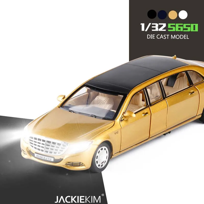 

1:32 Metal Toy Car Model Maybach S650 Alloy Car Diecasts Vehicles With Sound Light Pull Back Car Toys Collection For Kids Gifts