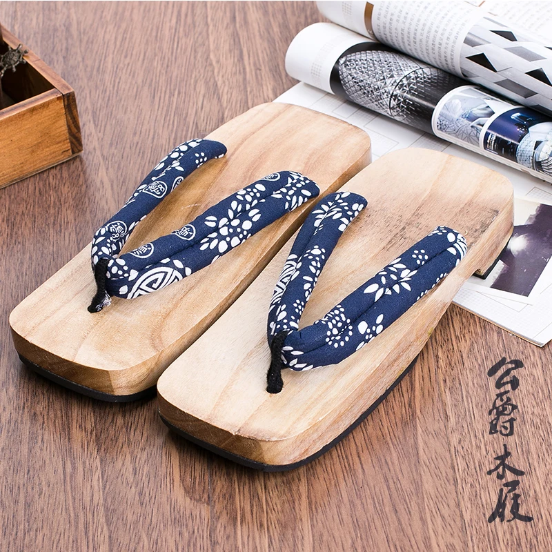 Koop Mazefeng Zomer Unisex Platform Schoenen Print Hout Mannen Geta Sandalen Mannen China Geta Klompen Classial Houten Slippers Heren Slippers