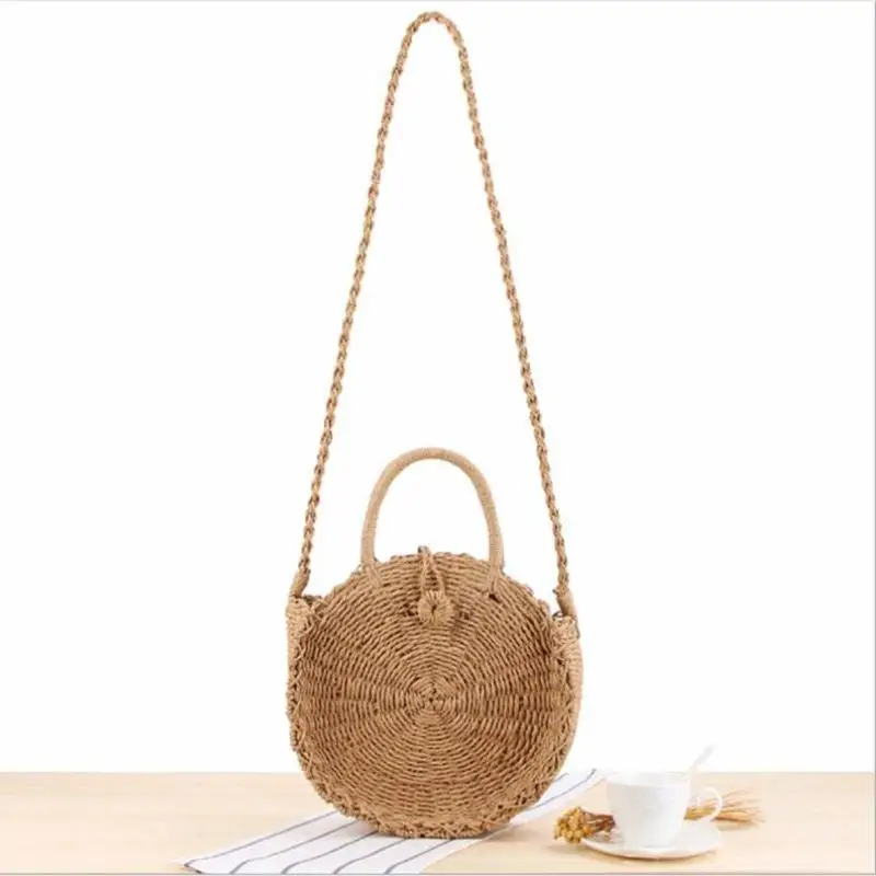 Rattan Woven Round Vintage Handbags Messenger Women Summer Beach bag Small Tote Shoulder Crossbody Bags small bags for women charmiyi 2018 woven women small beach bags designer ladies shoulder bag vintage female crossbody top handle bag casual tote