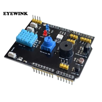 

10pcs DHT11 LM35 Temperature Humidity Sensor Multifunction Expansion Board Adapter For Arduino UNO R3 RGB LED IR Buzzer I2C