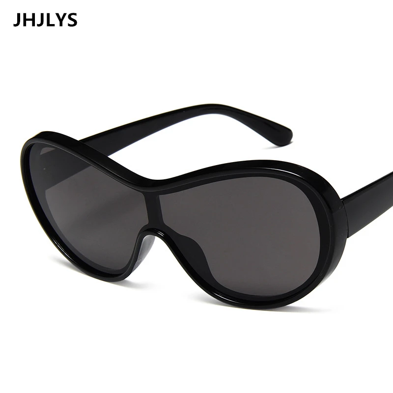 JHJLYS 2019 oversized fashion one-piece oval sunglasses ladies Polaroid brand catwalk windproof sun glasses multicolor black red