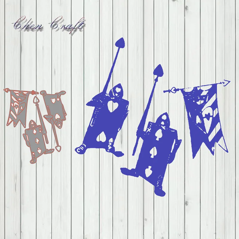 

Two soldiers and flags Metal Cutting Dies Stencils Scrapbooking Decorative Embossing Folder Carbon Steel Paper Card DIY