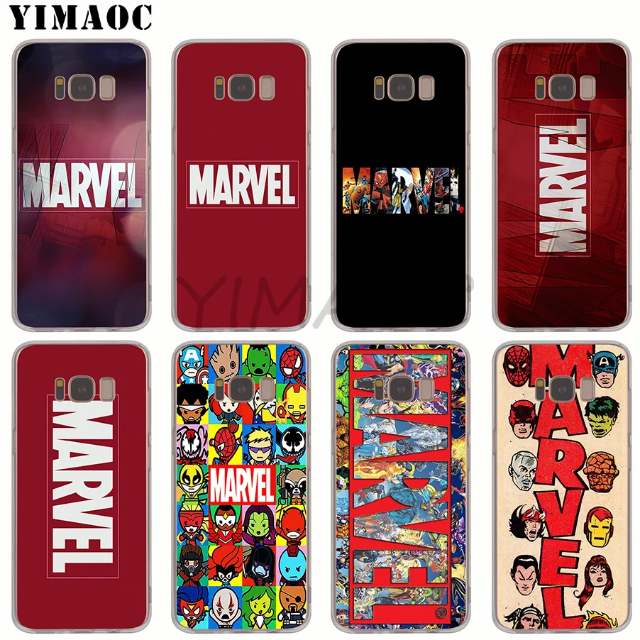 

YIMAOC Luxury Marvel Comics logo Soft TPU Case for Galaxy A5 A6 A7 A8 A9 J3 J5 J6 J7 S7 S10 Edge S8 S9 Plus Note 8 9