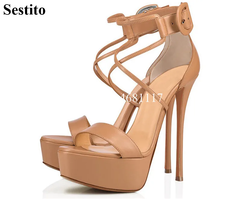 

2019 summer new European and American fashion ladies waterproof platform buckle open toe dew with black gold khaki sandals