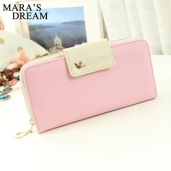 

Mara's Dream 2019 Fashion Leather Women Wallets Long Zipper Patchwork Coin Female Purse Bird Hasp Card Holder Clutch Money Phone