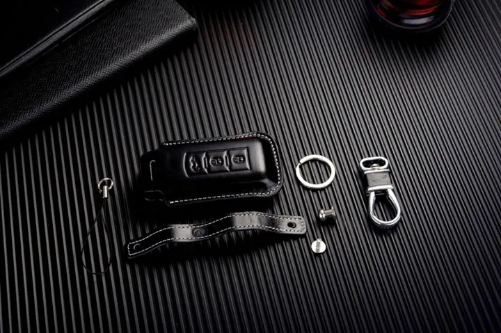 Кожаный Брелок Обложка для Mitsubishi Outlander LancerEX ASX RVR MONTERO Pajero Sport Автозапуск Smart Remote Дело Key Holder