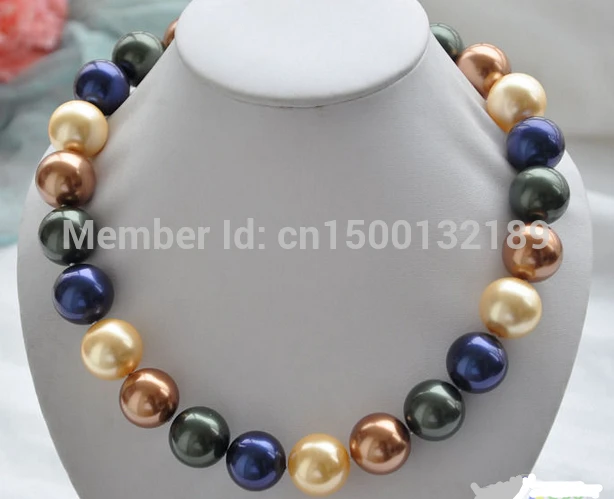 

j00552 20mm golden coffee blue black SOUTH SEA SHELL PEARL NECKLACE (C0309)