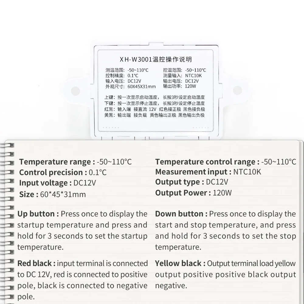 10 А 12 В 24 В 220 В переменного тока цифровой светодиодный регулятор температуры XH-W3001 для Arduino охлаждения нагревательный переключатель Термостат NTC датчик