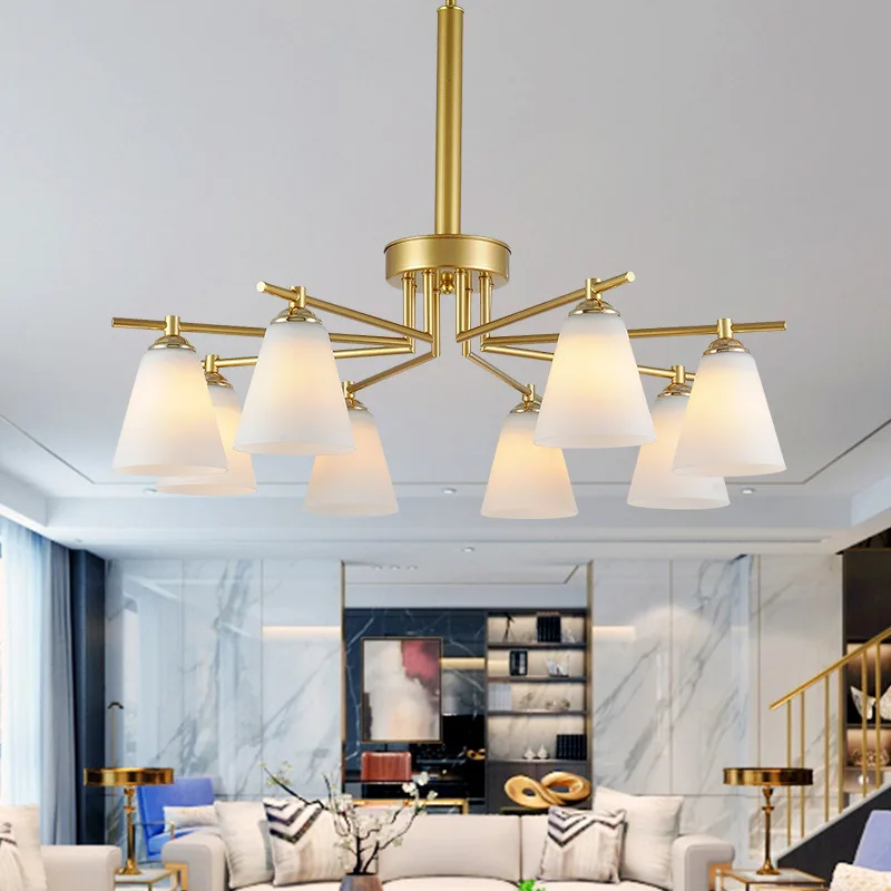 

Modern LED chandelier Golden Iron suspended luminaires luxury deco fixtures living room bedroom hanging lights