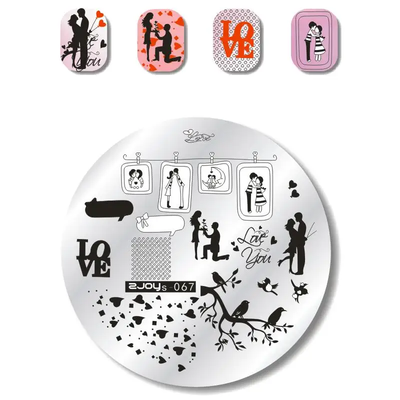 

Round zjoys 5cm*5cm Nail Stamping Plate Flower Geometric Monkey Nail Art Image Plate Manicure Nail Art Stamp Template