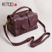 AETOO Leather women's small bag, one-shoulder slanted bag, head leather hand-held small square bag