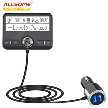 

ALLSOME Bluetooth FM Transmitter Wireless Car FM Modulator Car Mp3 Player Car Kit Handsfree Bluetooth Car Charger LCD Display