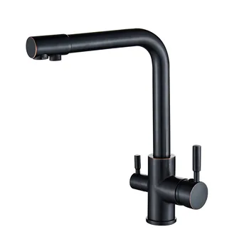 

Copper tube kitchen hot and cold wash basin rotating faucet pure water shuihe has been drinking water tank black faucet